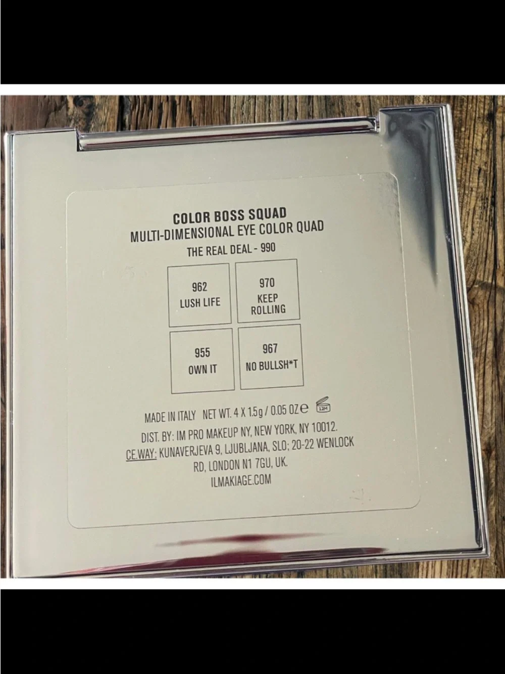 IL Makiage Color Boss Squad Eyeshadow Quad the Real Deal 990 New